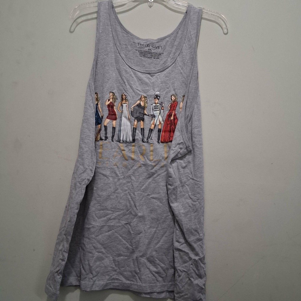 Taylor Swift Eras Tour Heather Gray Graphic Tank Top 2XL Concert Merch
